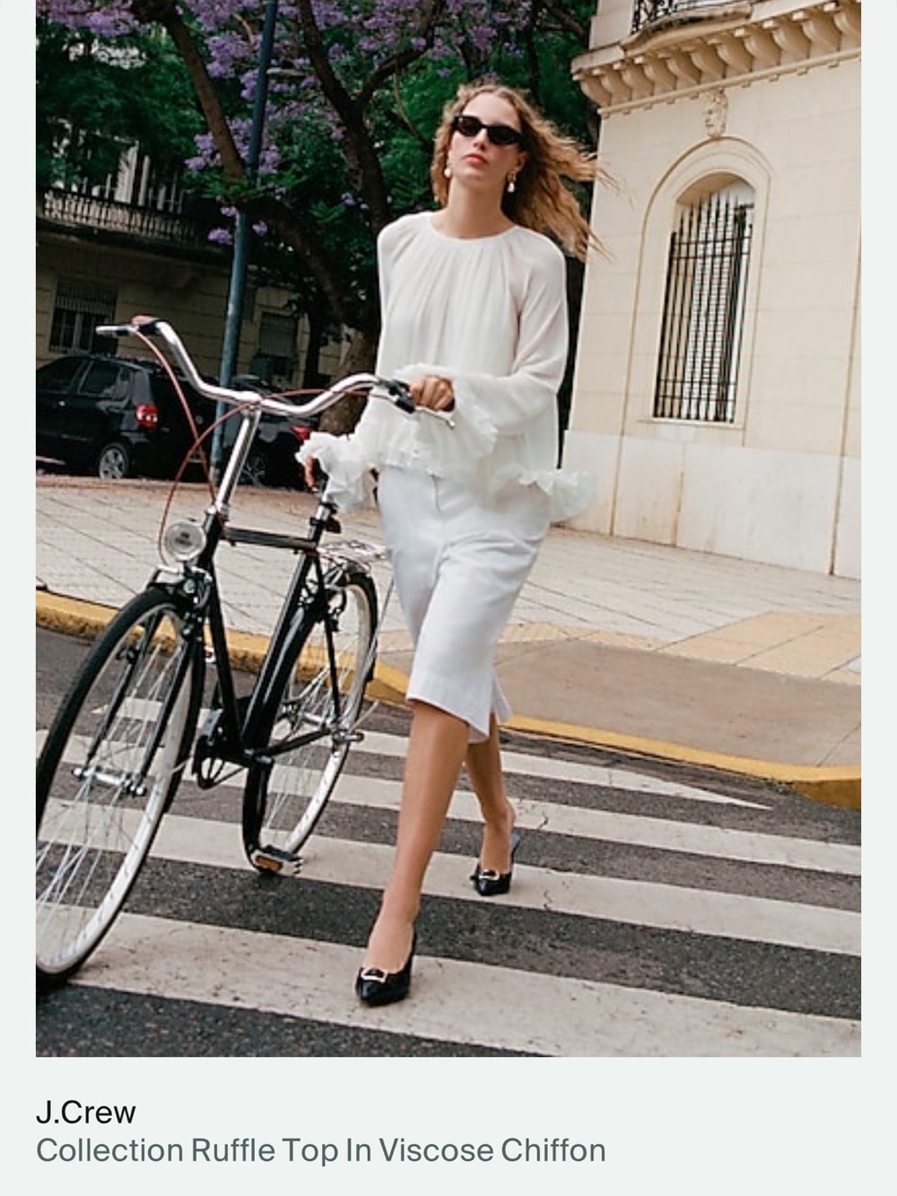 J. Crew Collection Ruffle Top in Viscose Chiffon